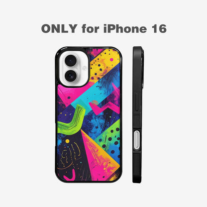 iPhone 16 Case — Memphis Squiggles Triangles Dots Personalized Phone, Custom Made Phone Cover