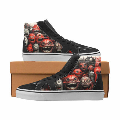 WOMEN'S Monsters Black & Red Ink High Top Canvas Statement Cottagecore Custom Kicks