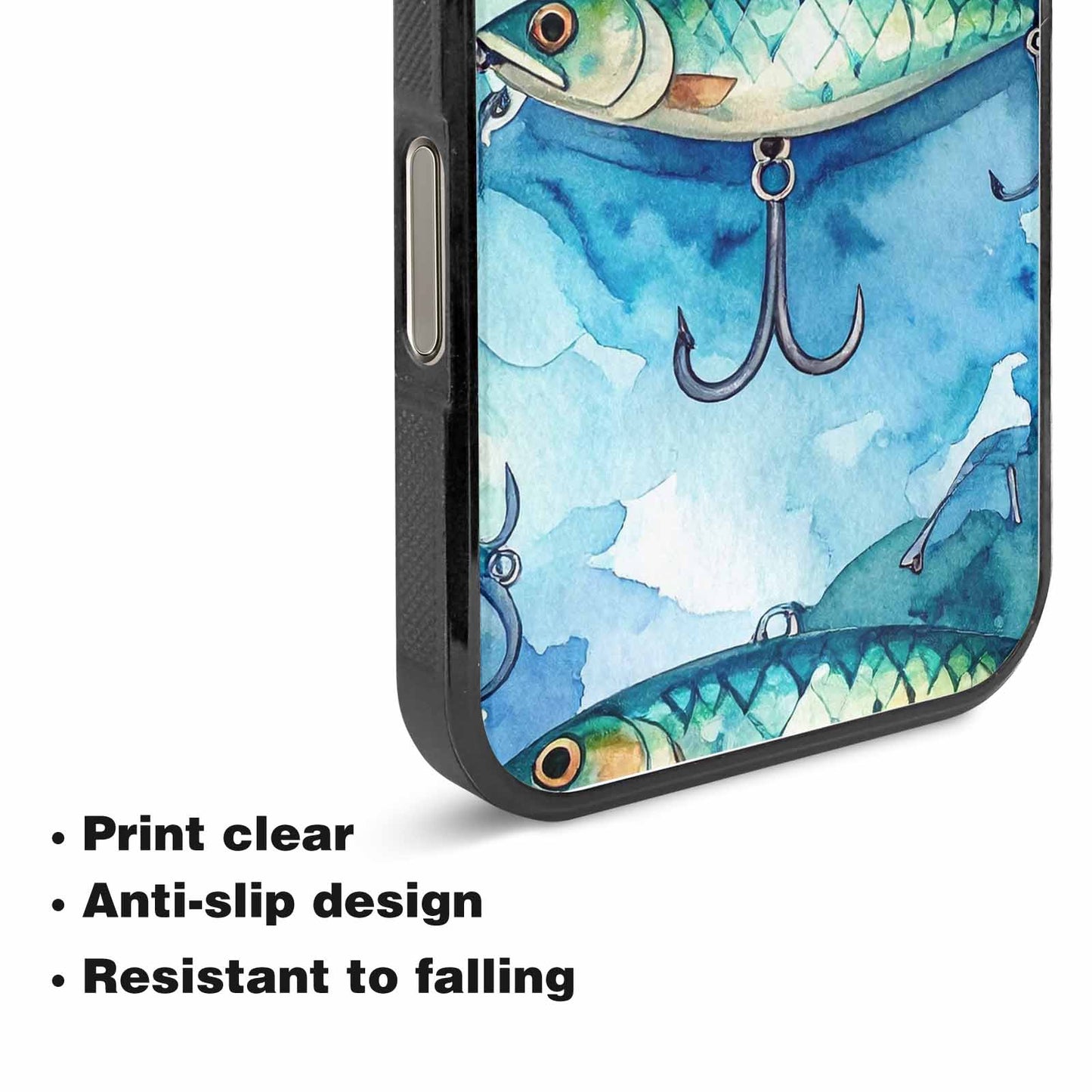 iPhone 15 Pro Max Case — Fishing Lure And Hook Pattern Seamless, Customized Protective Case