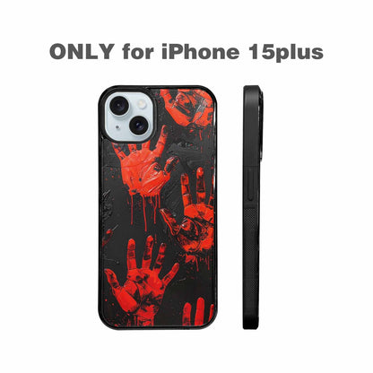 iPhone 15 Plus Case — Halloween Splatter Handprint, Original Design Phone Case