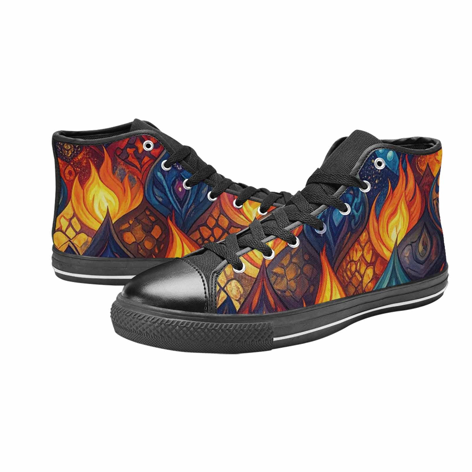 WOMEN'S Fire Flame High Top Canvas Vivid Sneakers
