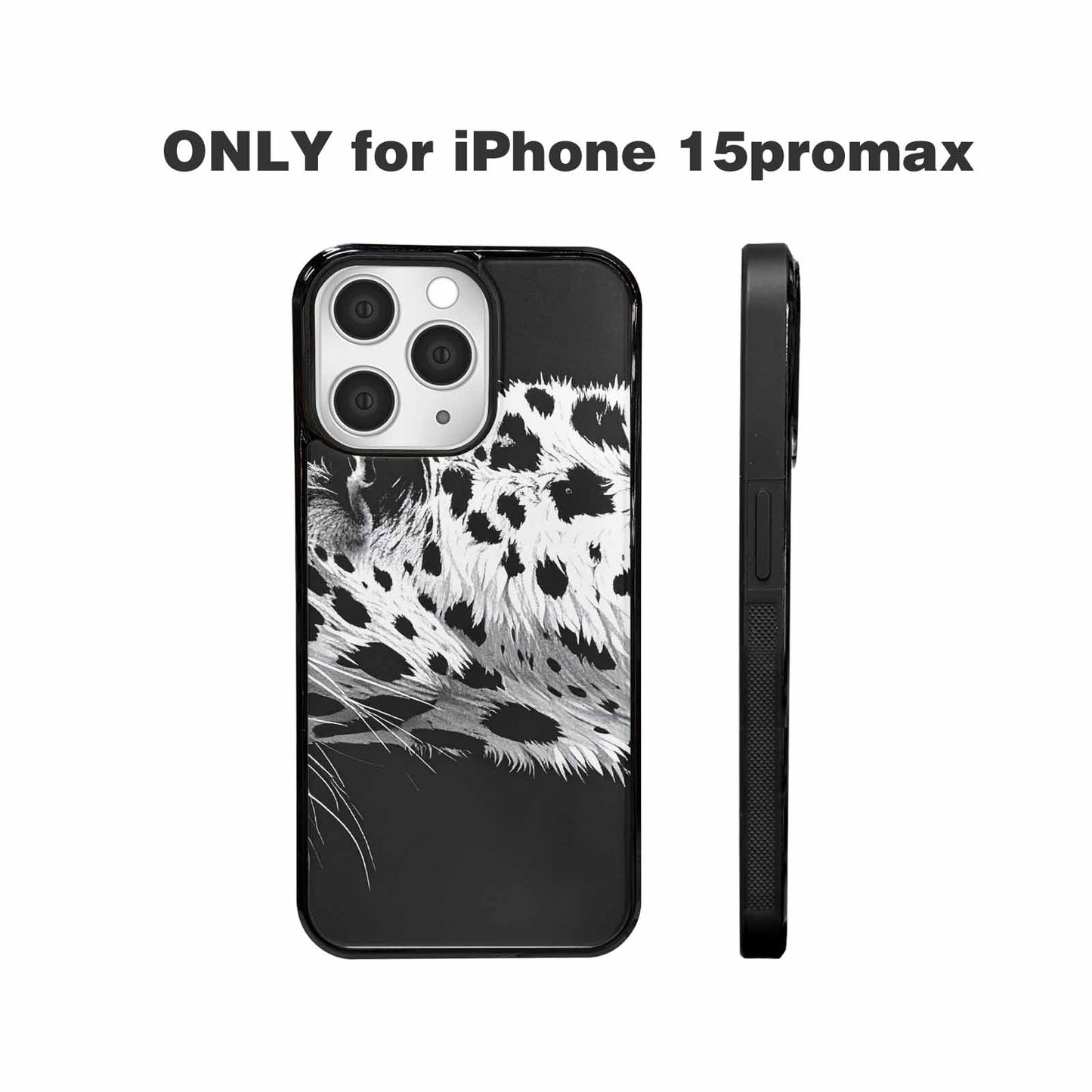 iPhone 15 Pro Max Case — Leopard Print Black And White Style, Personalized Phone Case