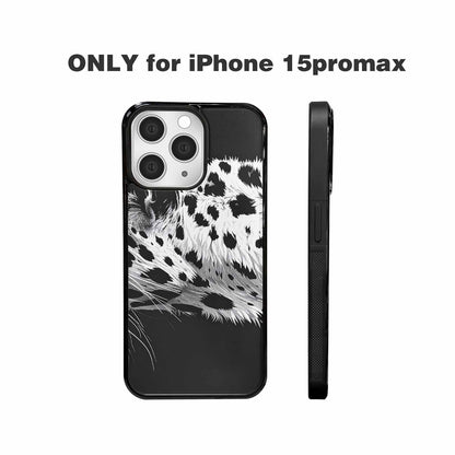 iPhone 15 Pro Max Case — Leopard Print Black And White Style, Personalized Phone Case