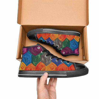 MEN'S Rainbow Pride Flag High Top Canvas Vibrant Chaos Shoes