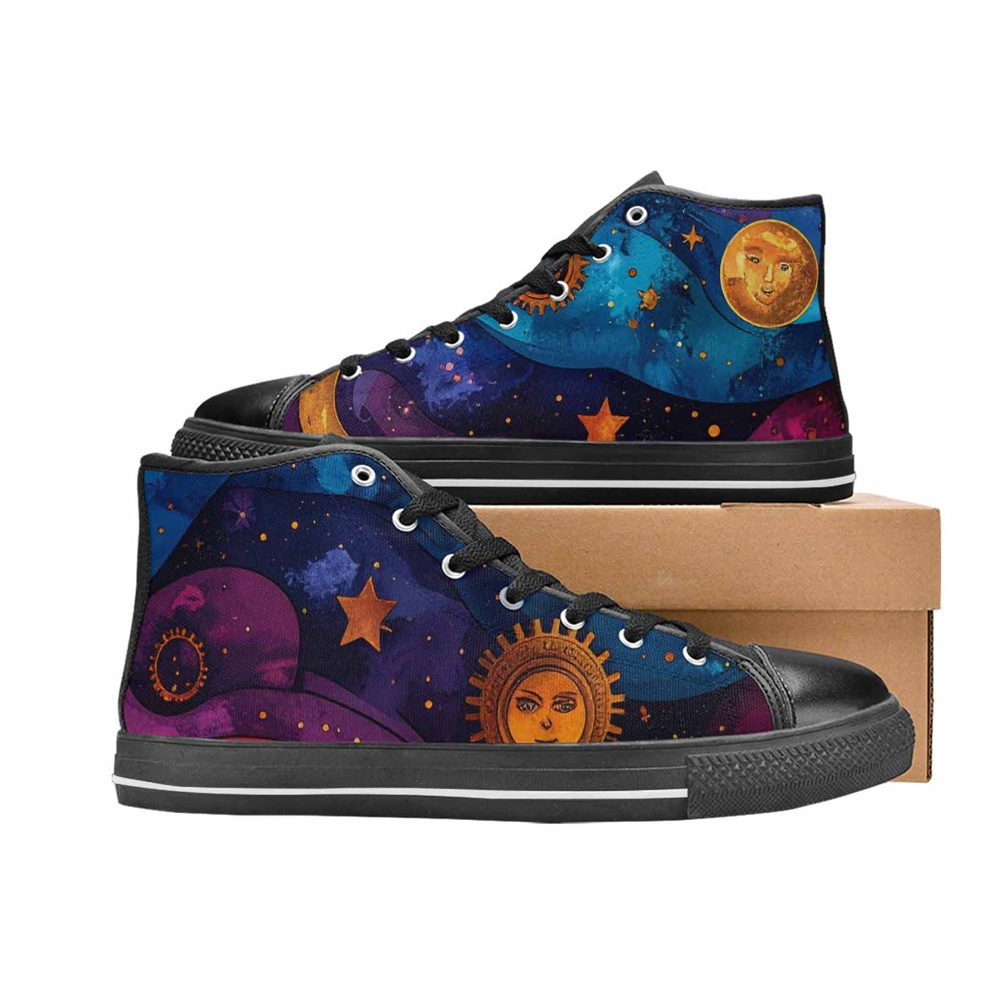 WOMEN'S Steampunk Galaxy High Top Canvas Cottagecore Custom Shoes