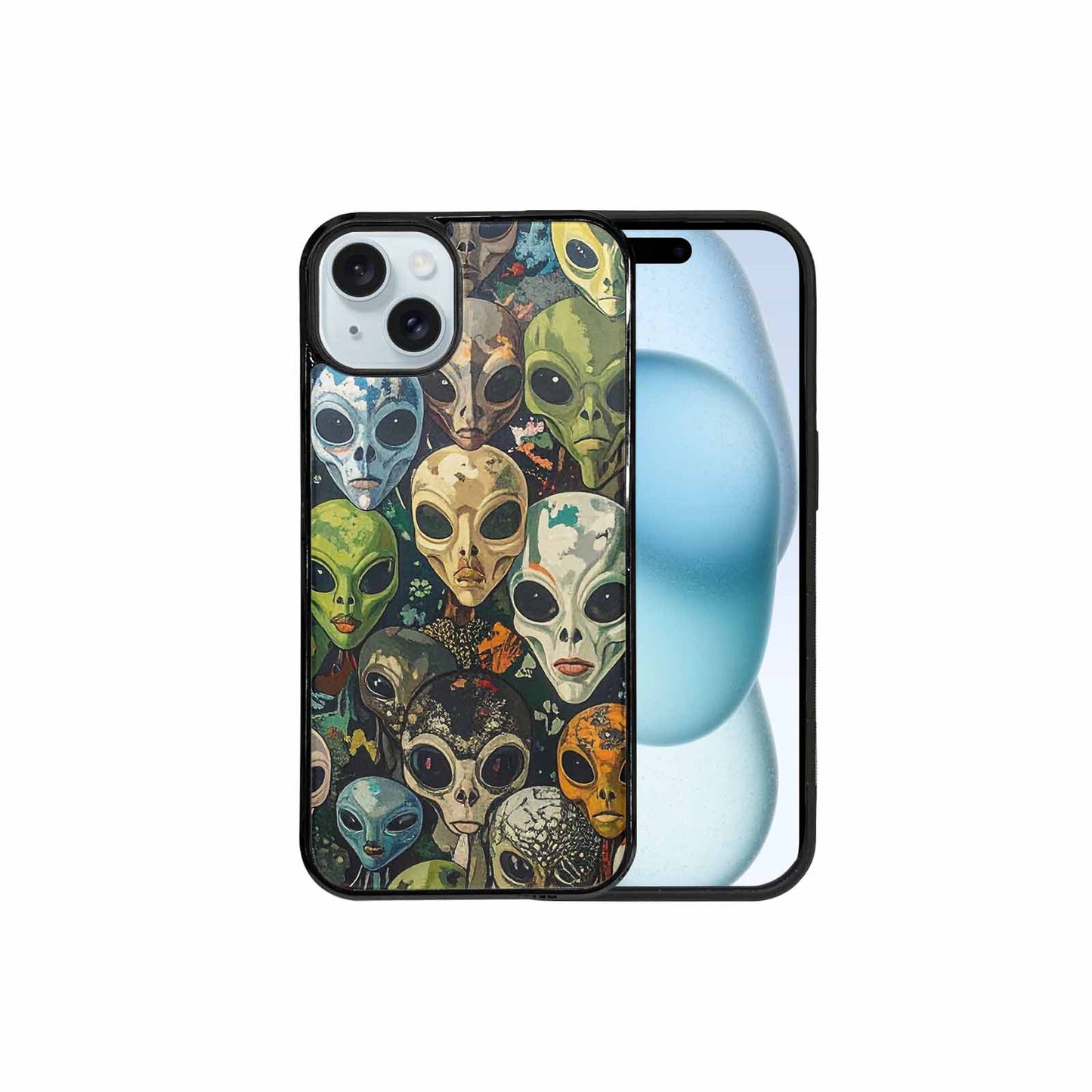 iPhone 15 Plus Case — Aliens Camo Aliens Pattern Hundreds Of, Custom Phone Case