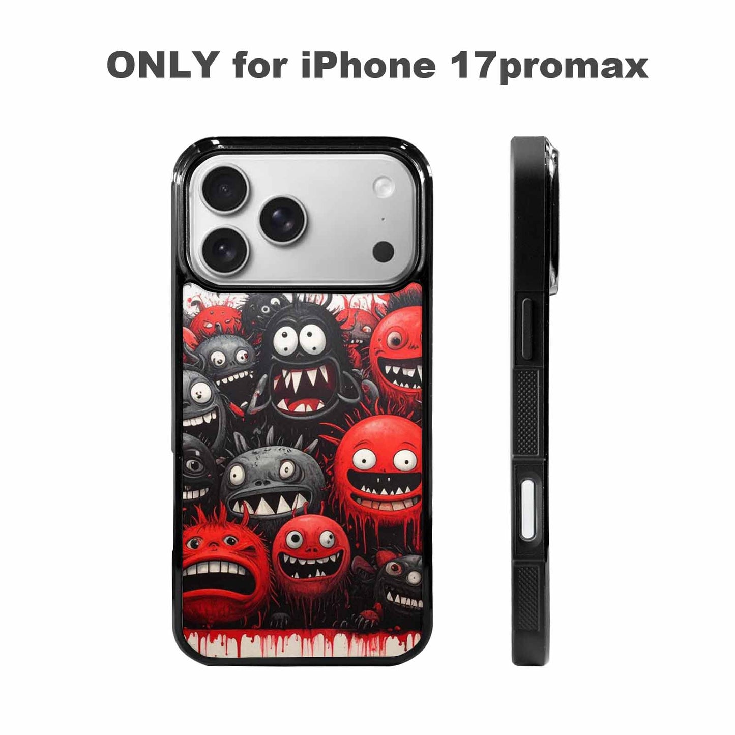iPhone 17 Pro Max Case — Black &amp; Red Ink Cartoon Cute, Unique Phone Case Design