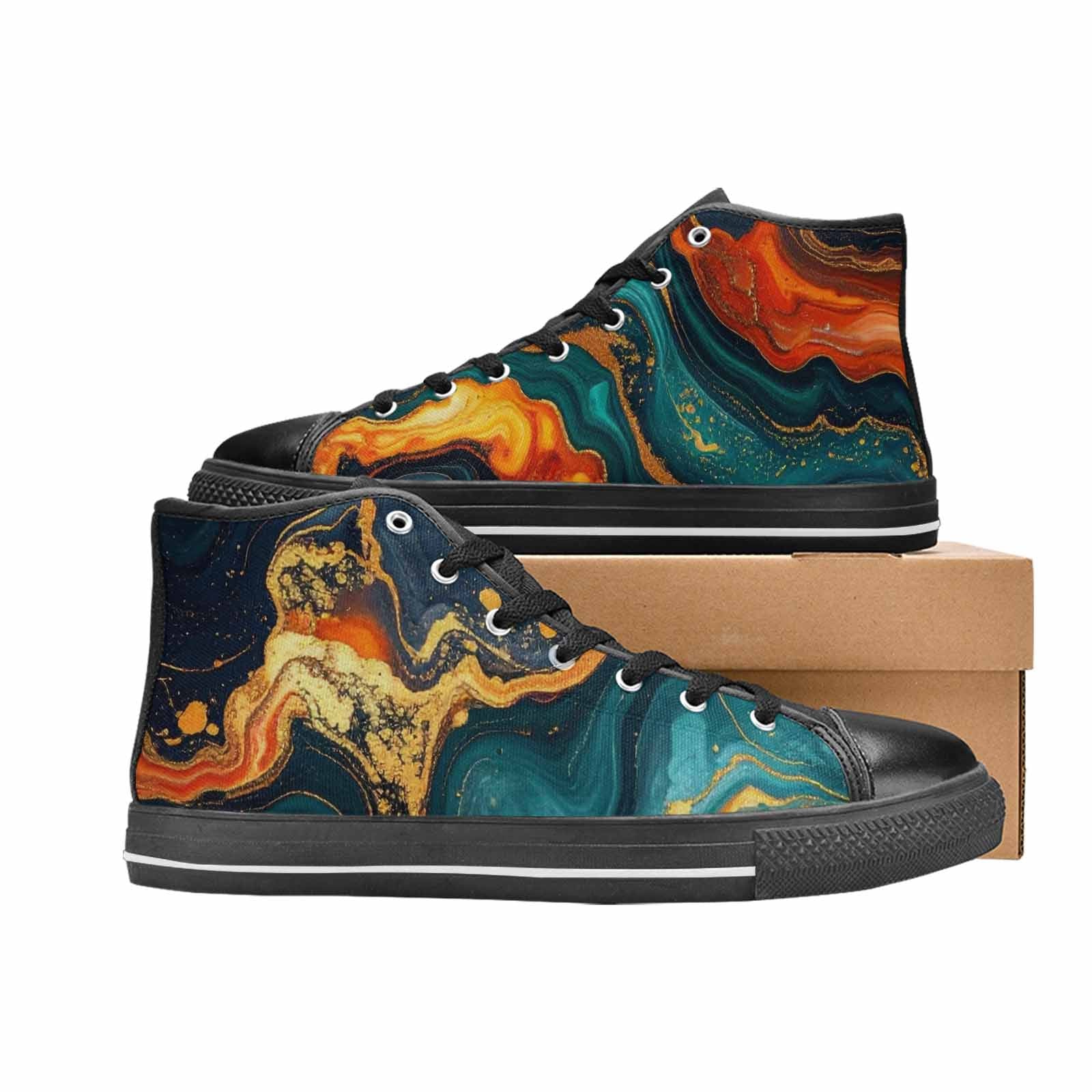 WOMEN'S Marble Dark High Top Canvas Dark Academia Shoes