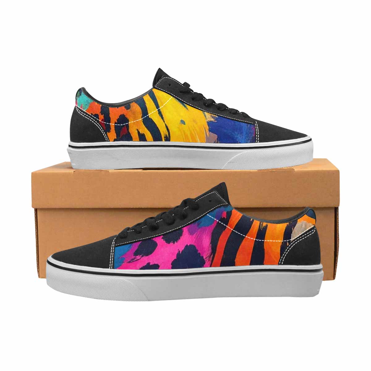 WOMEN'S Full Color Vibrant Animal Lace-Up Canvas Grunge Shoes