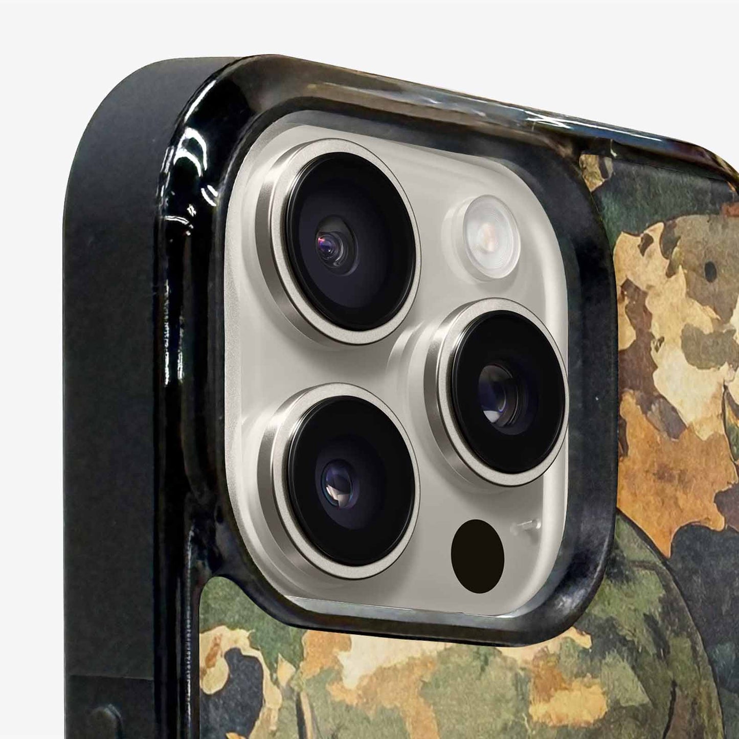 iPhone 16 Pro Case — Military Camo Texture Combined With Distressed, Custom Phone Case