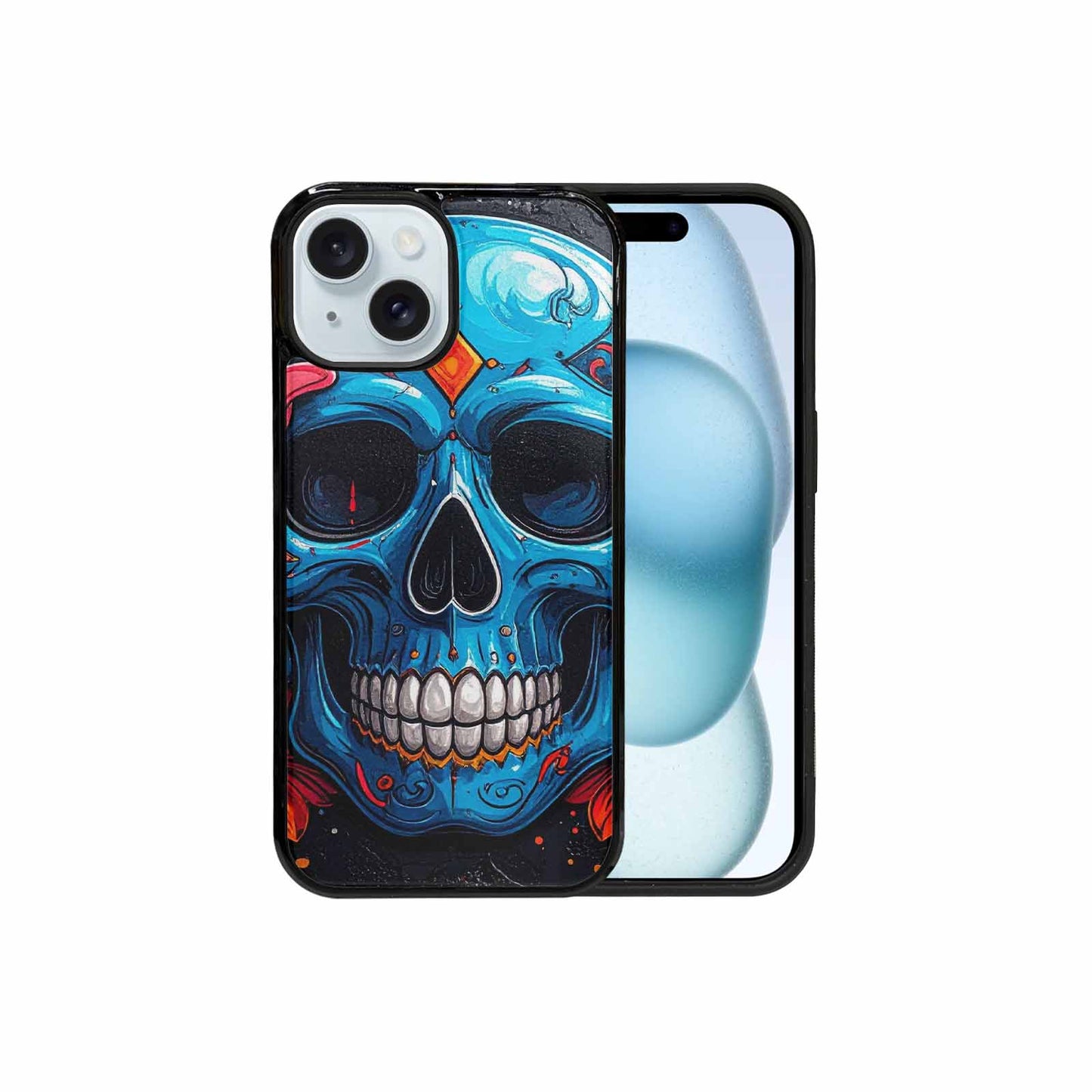iPhone 15 Case — Graffiti Skull Art Seamless Pattern Vibrant, Custom Printed Phone Case
