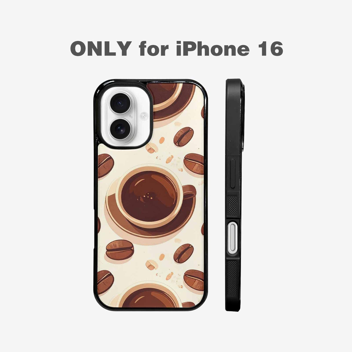 iPhone 16 Case — Coffee Cup And Bean Pattern Seamless, Original Design Phone Case