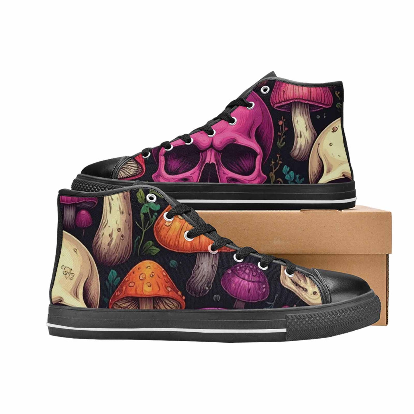 WOMEN'S Mushroom Skull High Top Canvas Surreal Custom Shoes