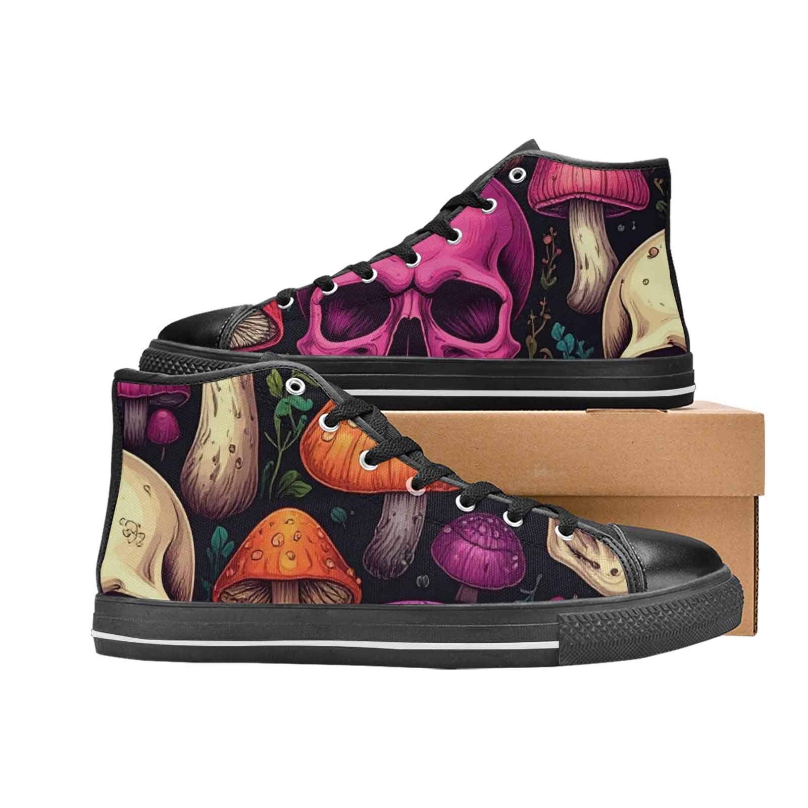 WOMEN'S Mushroom Skull High Top Canvas Surreal Custom Shoes