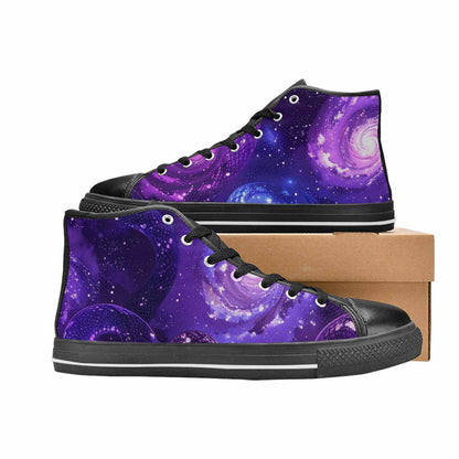 WOMEN'S Galaxy Snake Print High Top Canvas Cottagecore Custom Sneakers