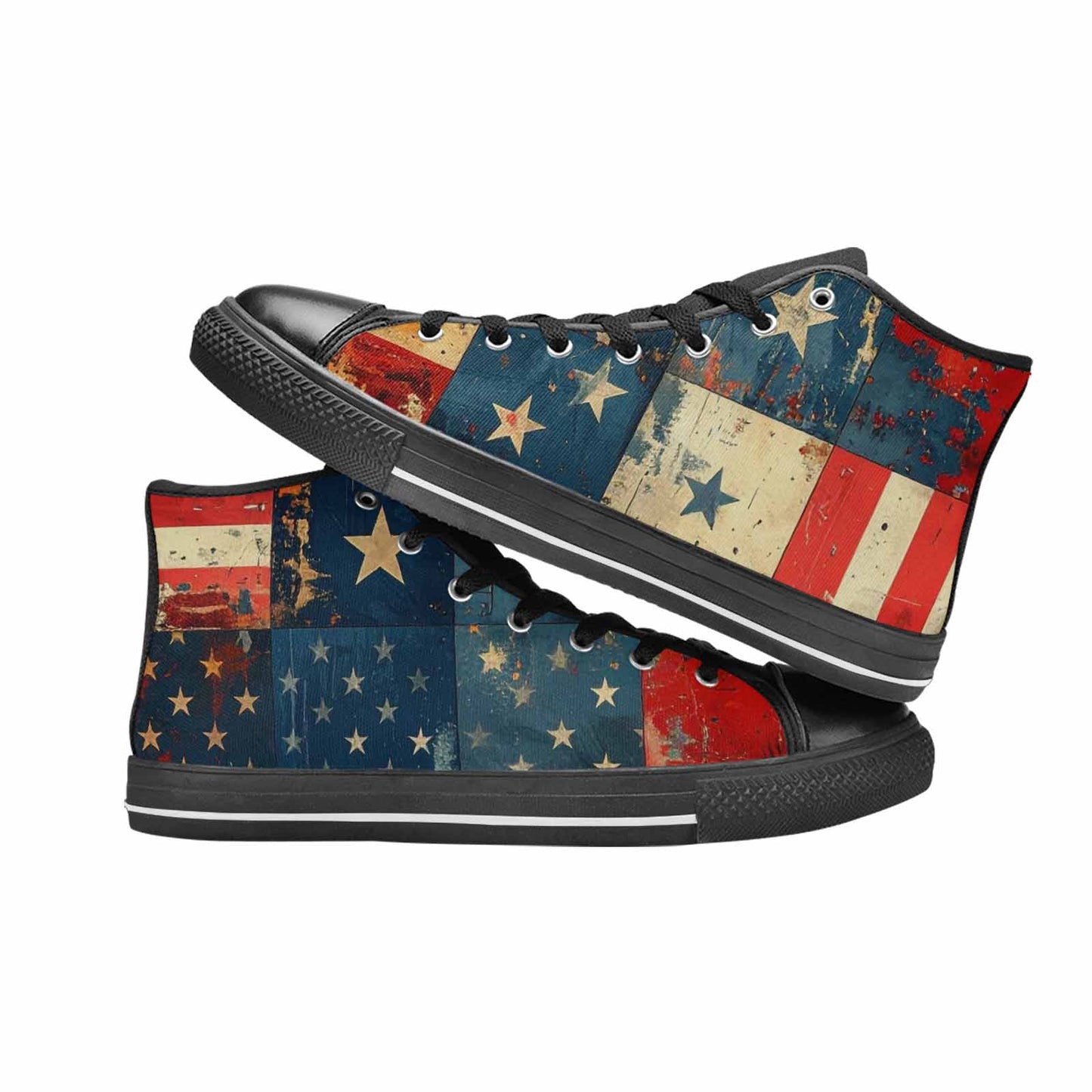 MEN'S American Flag Stars High Top Canvas Grunge Sneakers