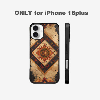 iPhone 16 Plus Case — Native American Geometric Pattern Arrows Feathers, Original Design Phone Case