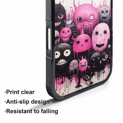 iPhone 17 Pro Case — Black Pink Ink Monsters General Cartoon, Custom Printed Phone Case