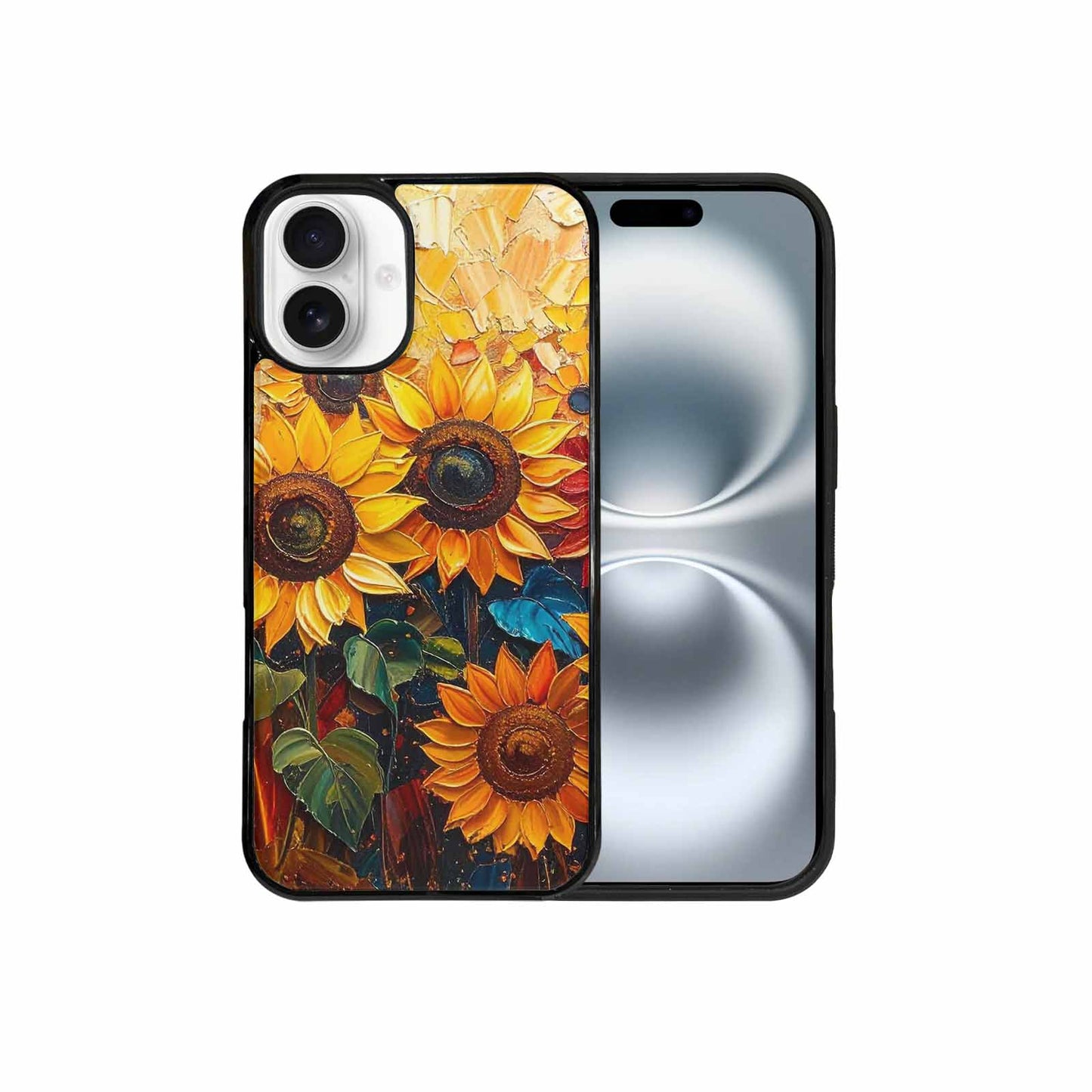 iPhone 16 Plus Case — Impressionist Sunflower Brushstroke Pattern Hundreds Of, Custom Printed Phone Case