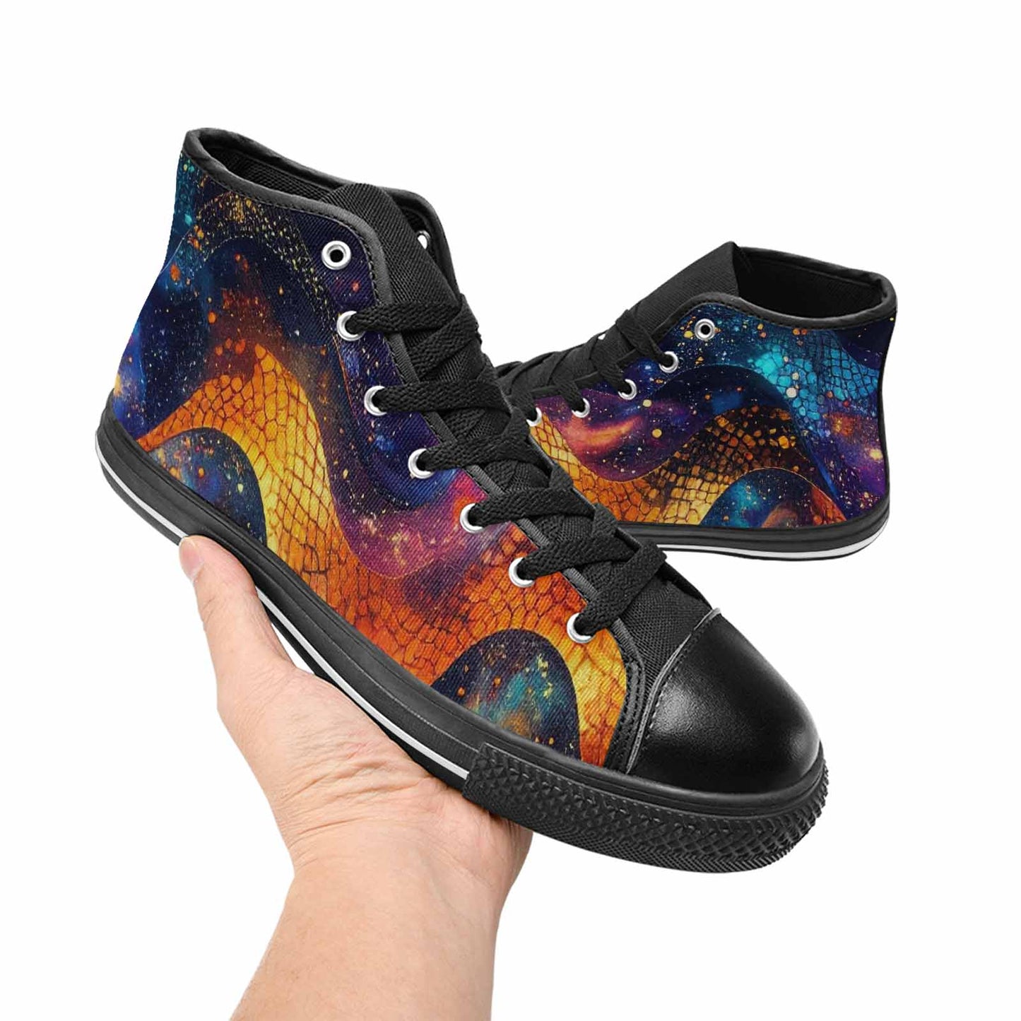 MEN'S Galaxy Snake Print High Top Canvas Surreal Sneakers