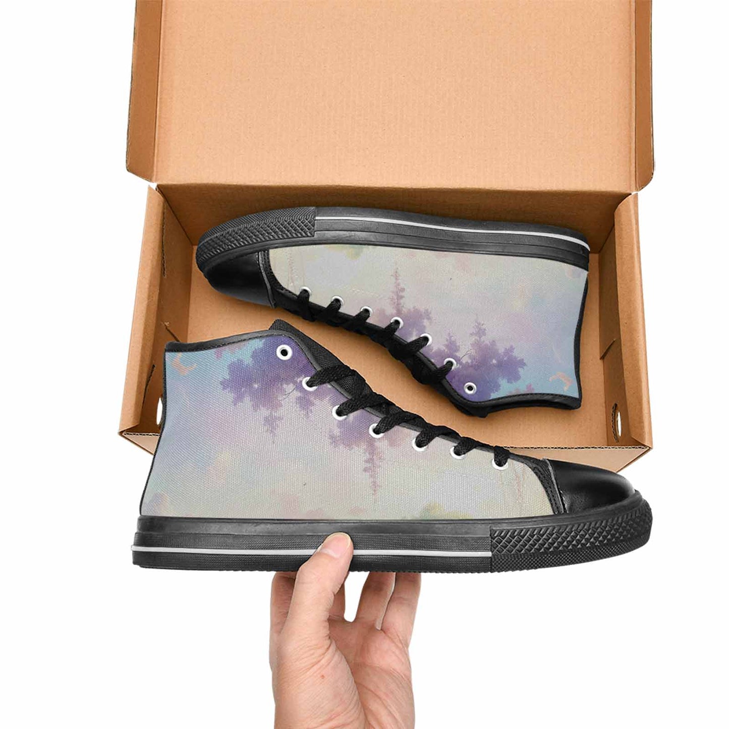 MEN'S Surrealist Dreamscape High Top Canvas Dark Academia Custom Sneakers
