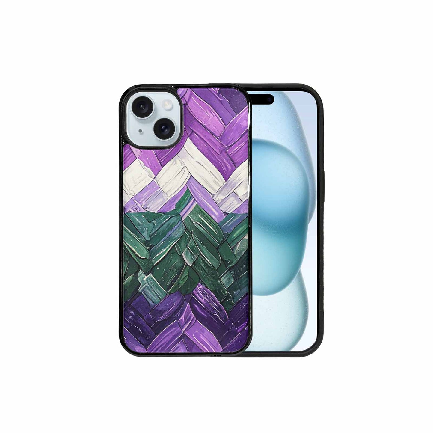 iPhone 15 Plus Case — Genderqueer Flag Color Theme Small Rainbow, Original Design Phone Case