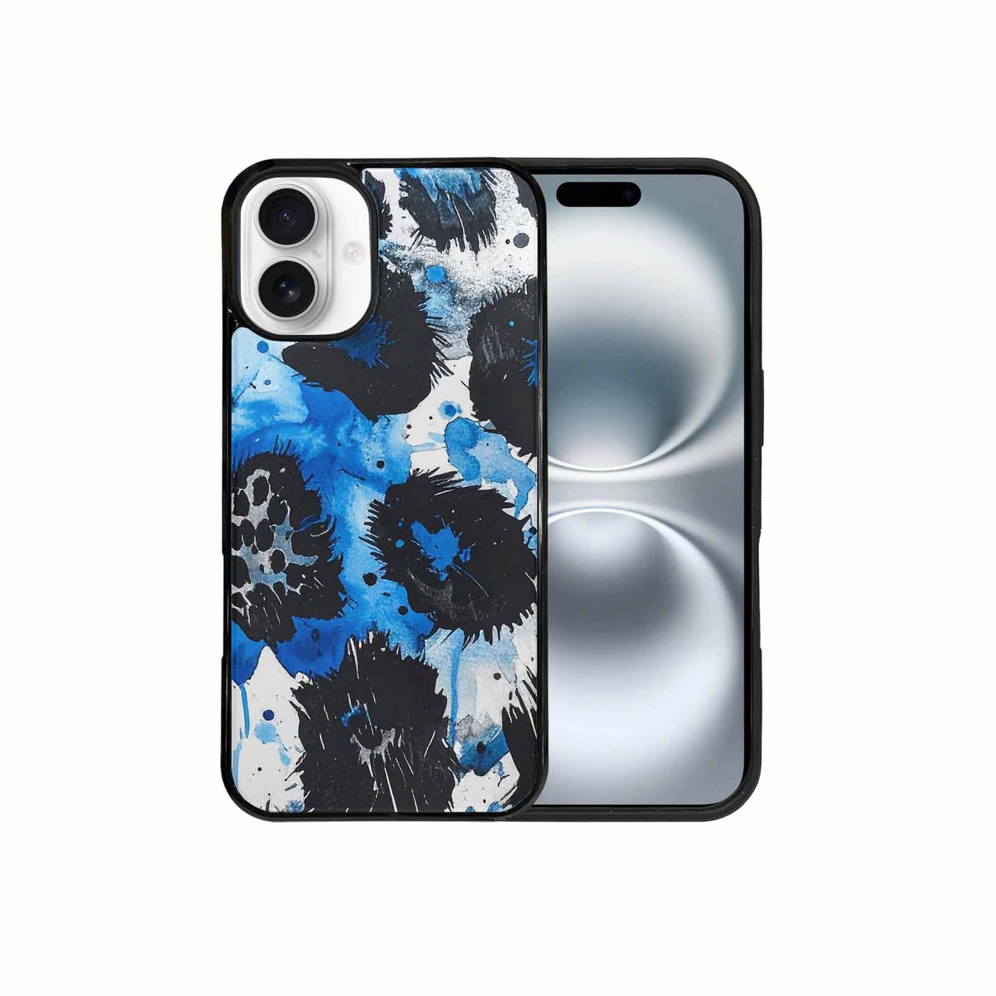 iPhone 16 Plus Case — Animal Print Black Blue Ink Animal, Customized Protective Case