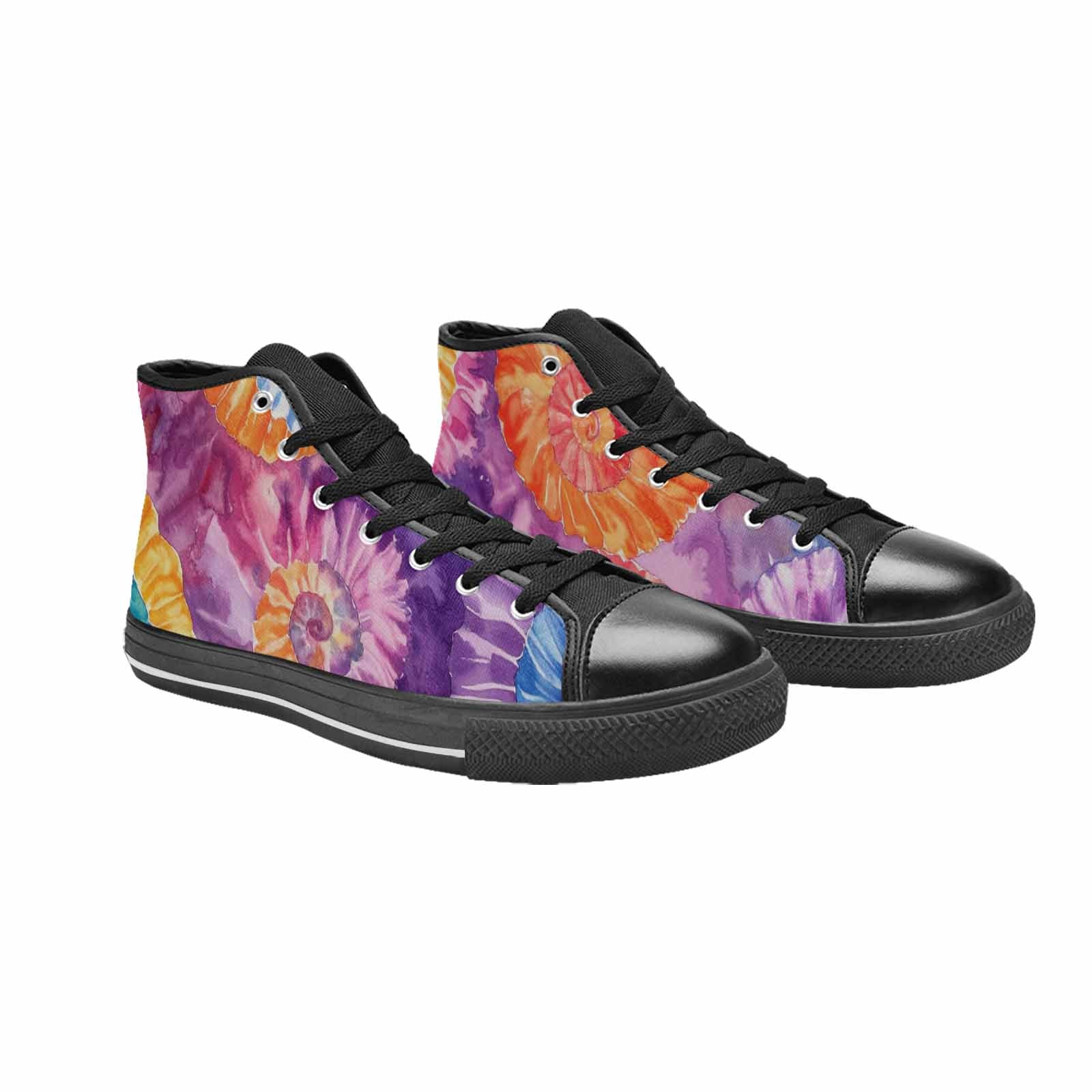MEN'S Tie Dye Swirl High Top Canvas Neon Fantasy Custom Sneakers