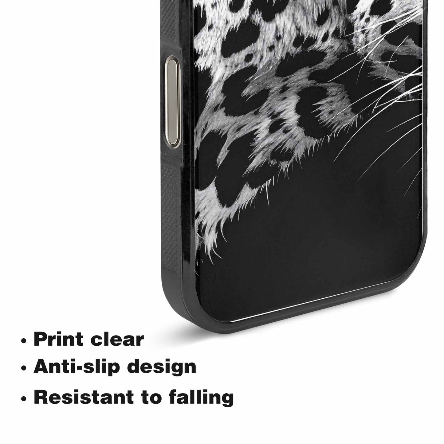 iPhone 15 Pro Max Case — Leopard Print Black And White Style, Custom Print Case Cover