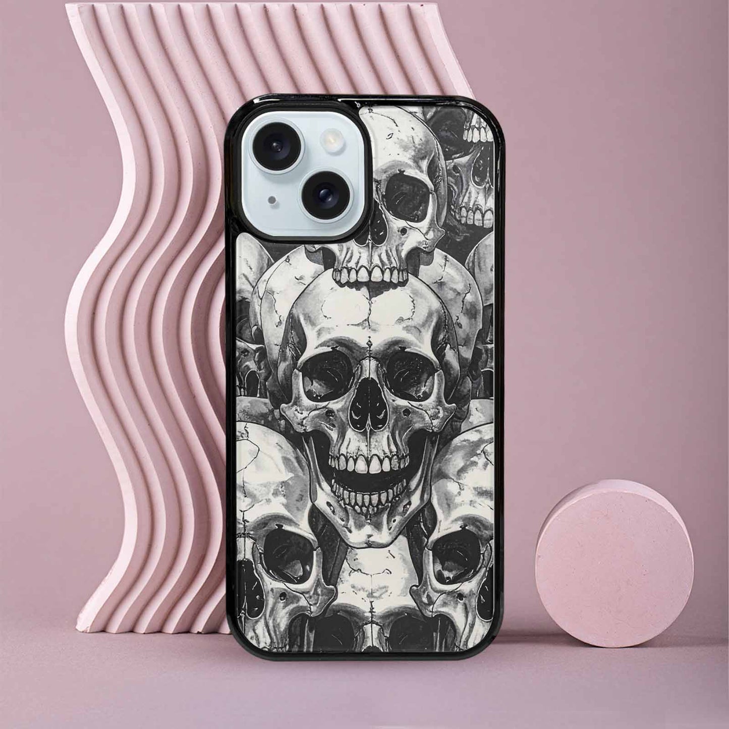 iPhone 15 Case — Tessellated Human Skulls Custom, Custom Printed Phone Case