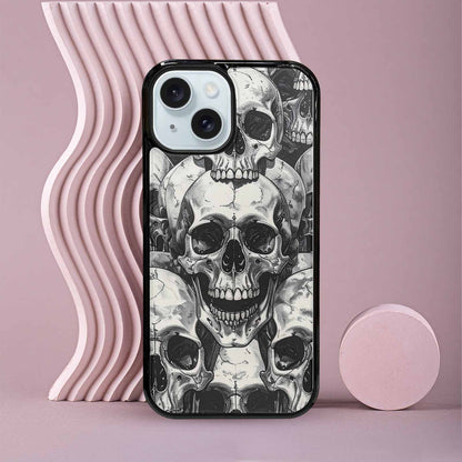 iPhone 15 Case — Tessellated Human Skulls Custom, Custom Printed Phone Case