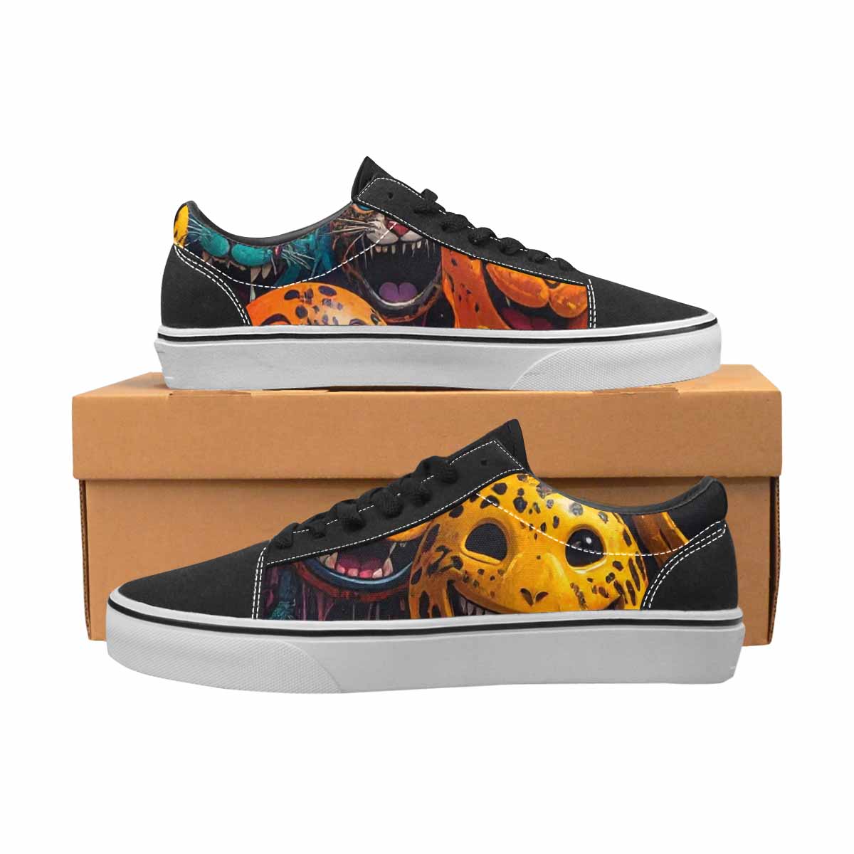 WOMEN'S Smiley Faces Lace-Up Canvas Kaleidoscope Sneakers