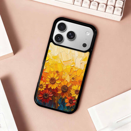 iPhone 17 Pro Case — Impressionist Sunflower Brushstroke Pattern Hundreds Floral, Custom Phone Case