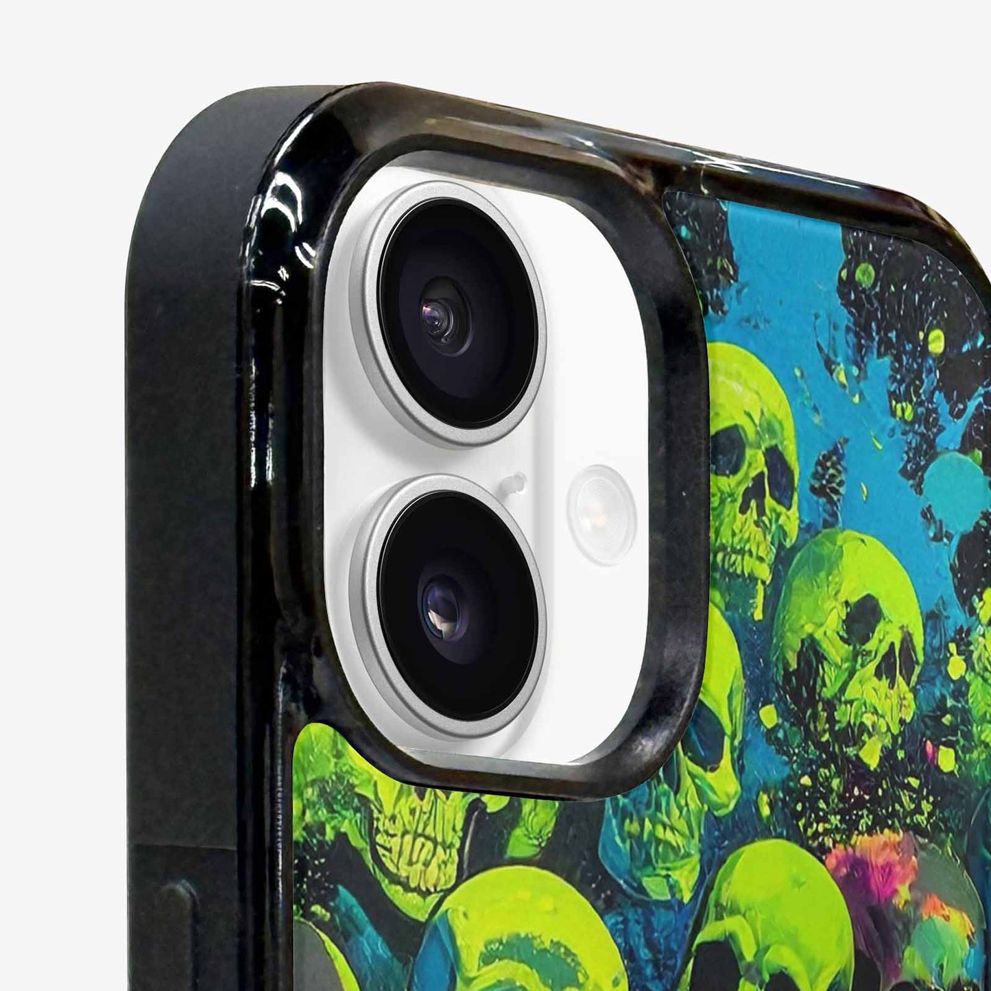 iPhone 16 Plus Case — Skeletons Neon Green Glow Skeletons Pattern, Unique Phone Case Design