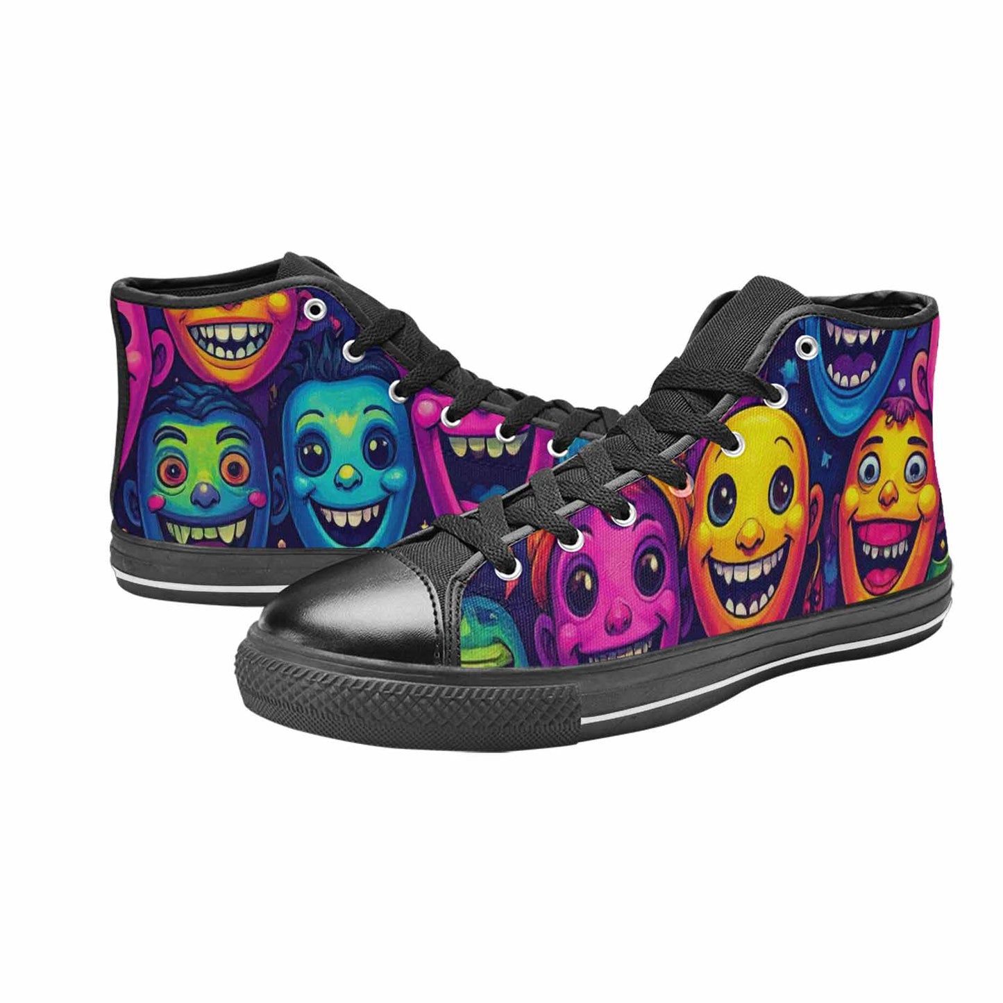 WOMEN'S Funny Looking Cartoon High Top Canvas Grunge Shoes