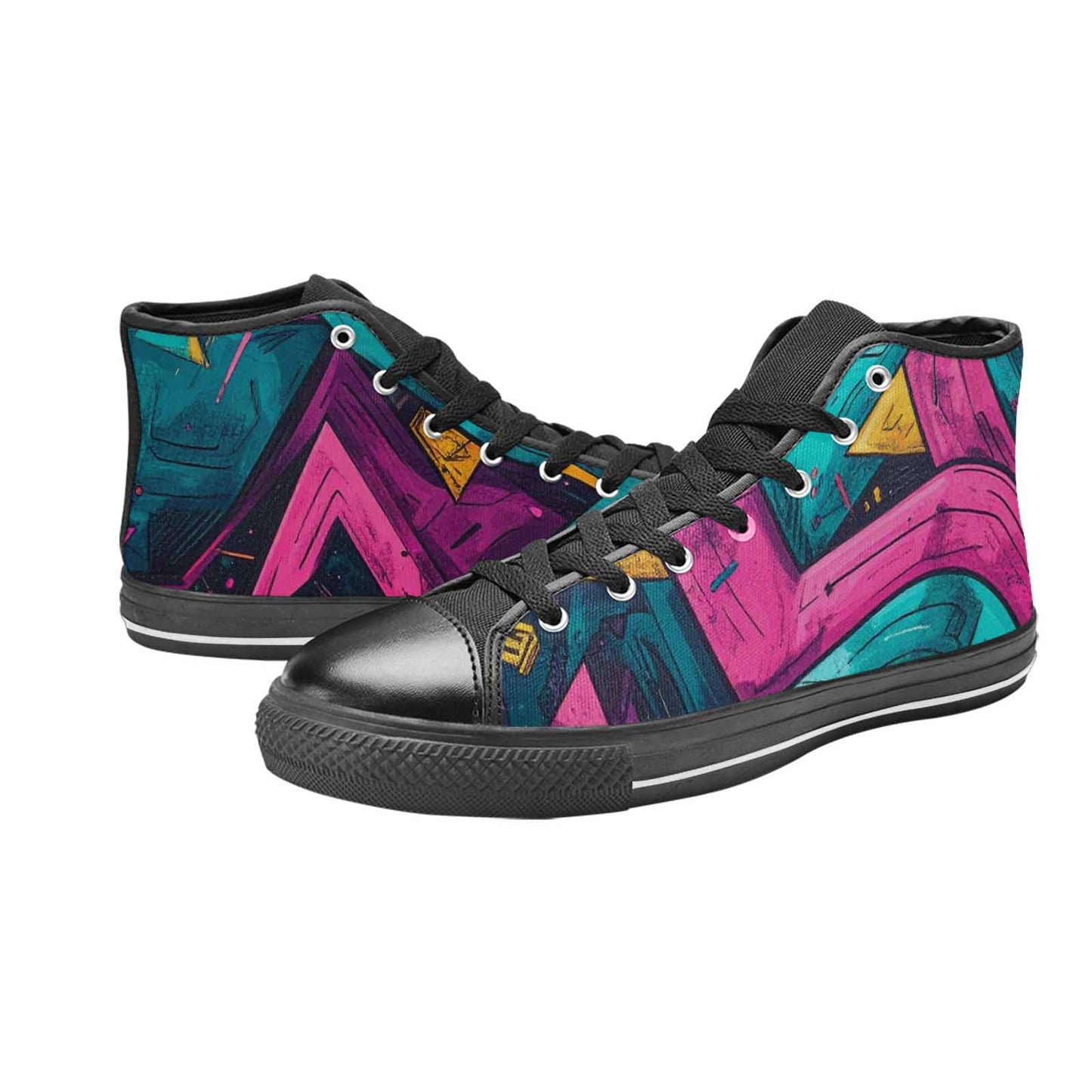 MEN'S 80S Retro Print High Top Canvas Neon Fantasy Sneakers