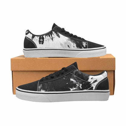 WOMEN'S Tie Dye Acid Wash Black White Canvas Lace-Up Dreamcore Custom Shoes