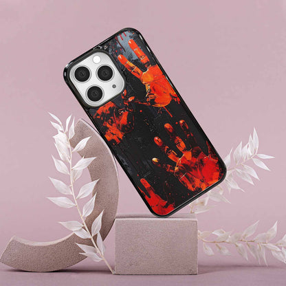iPhone 15 Pro Max Case — Splatter Paint Art Hand Prints Black, Custom Print Case Cover