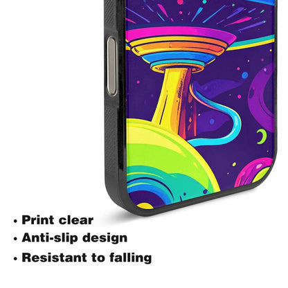 iPhone 16 Pro Case — Alien Ufo Cartoon Art Pattern Groovy, Custom Designed Case Cover