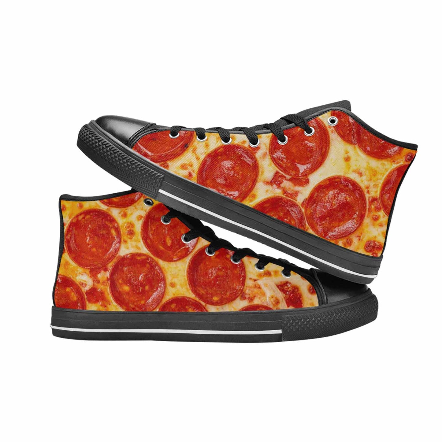 MEN'S Pepperoni Pizza Print High Top Canvas Vivid Custom Sneakers