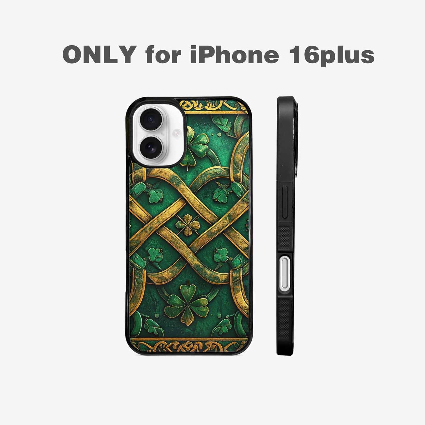 iPhone 16 Plus Case — Irish Celtic Knot Pattern Shamrocks Seamless, Personalized Phone Case