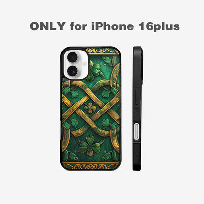 iPhone 16 Plus Case — Irish Celtic Knot Pattern Shamrocks Seamless, Personalized Phone Case