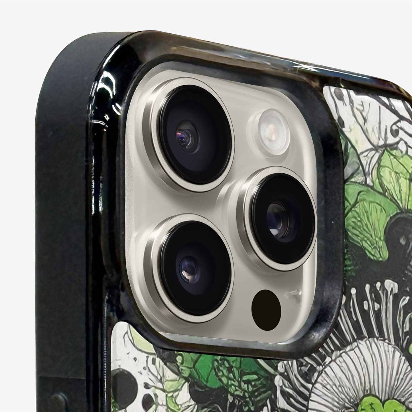 iPhone 15 Pro Max Case — Sea Creature Burst Black Green Ink, Unique Phone Case Design