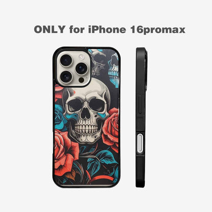 iPhone 16 Pro Max Case — Skulls Roses Biker Tattoo, Custom Art Phone Cover