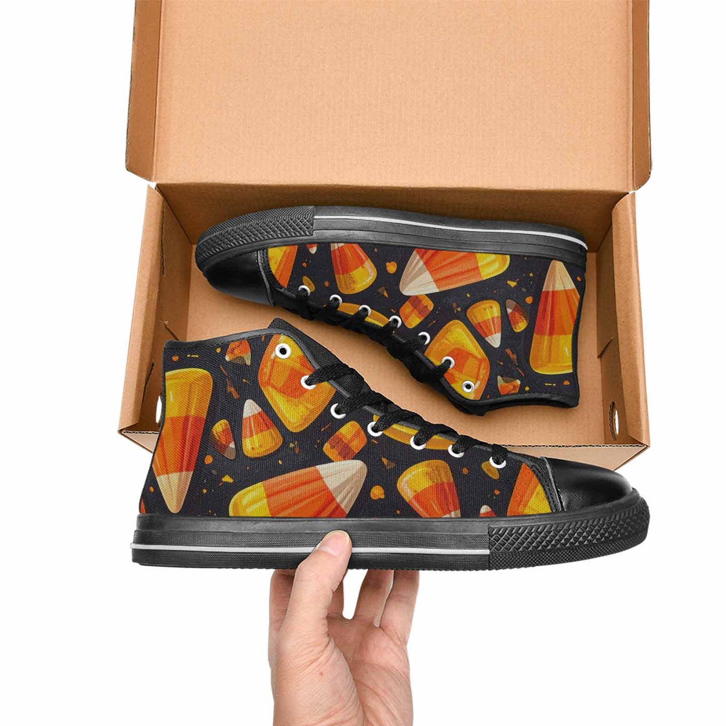 MEN'S Halloween Candy Corn High Top Canvas Dark Academia Custom Shoes