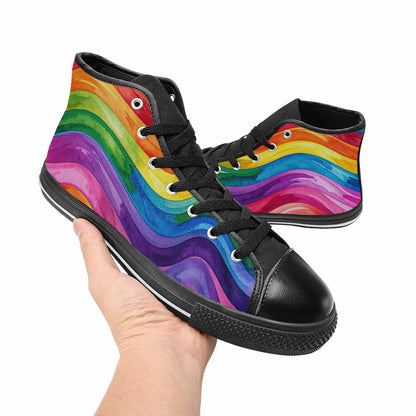 MEN'S Rainbow Pride Flag High Top Canvas Grunge Sneakers
