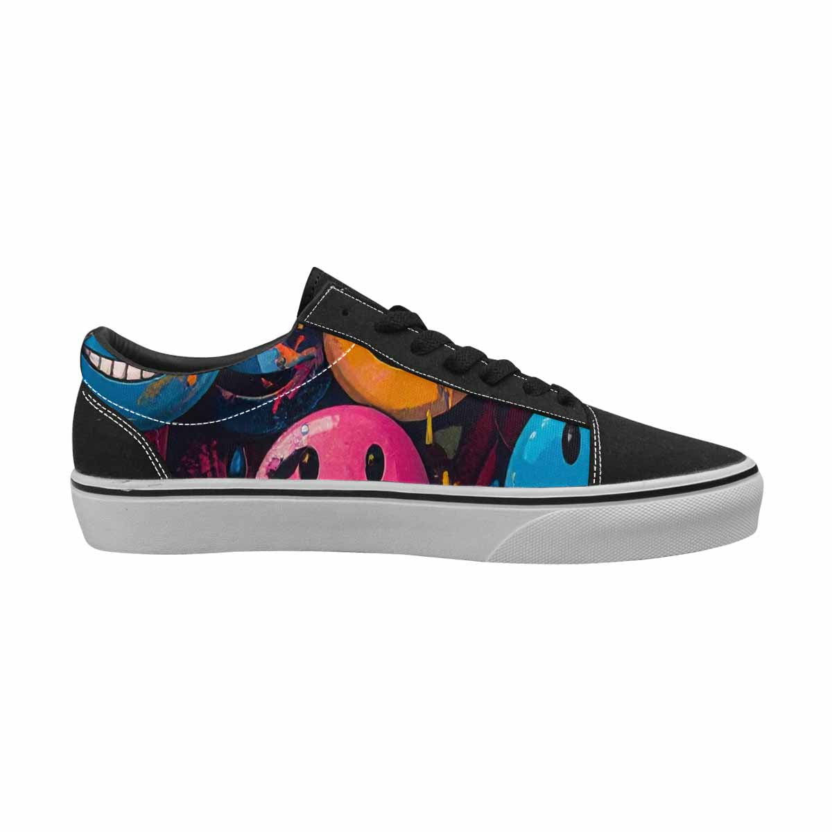 WOMEN'S Smiley Faces Lace-Up Canvas Kaleidoscope Custom Sneakers