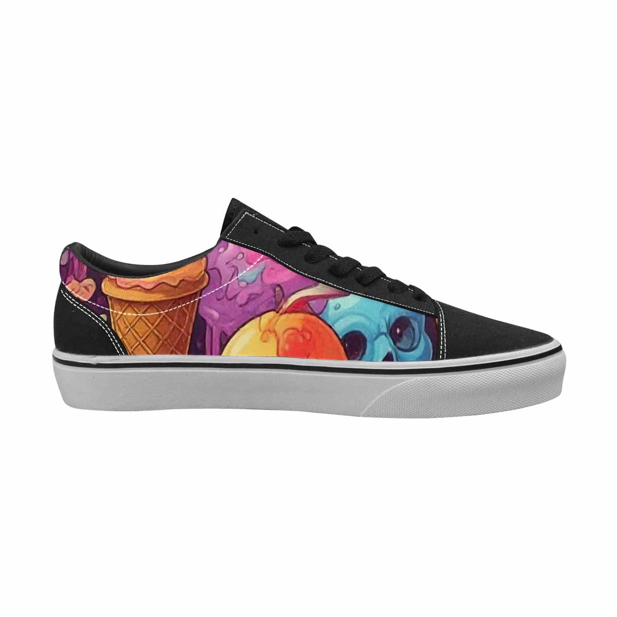 WOMEN'S Ice Cream Monsters  Lace-Up Canvas Melting Art Custom Sneakers