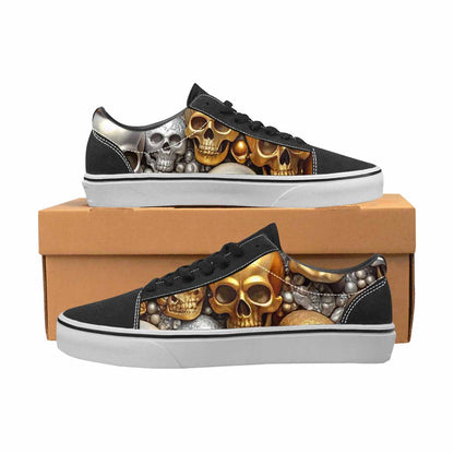 WOMEN'S Skulls - Metallic-Chrome- Canvas Lace-Up Neon Fantasy Sneakers