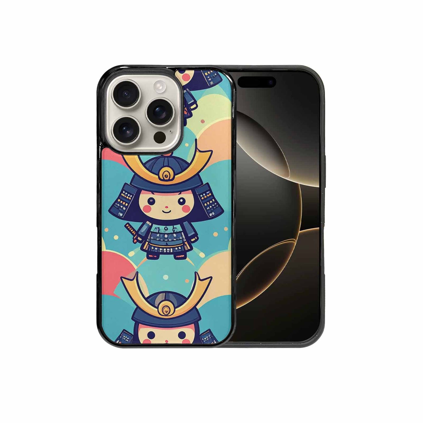iPhone 16 Pro Case — Samurai Cartoon Art Repeat Pattern, Custom Made Phone Cover